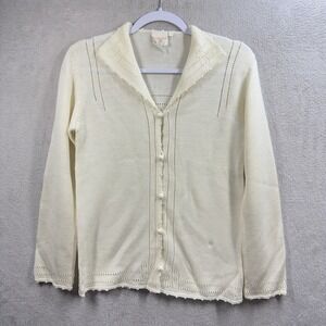 Catalina Vintage Ivory Cardigan‎ Women's S Rockabilly Feminine Grandmas